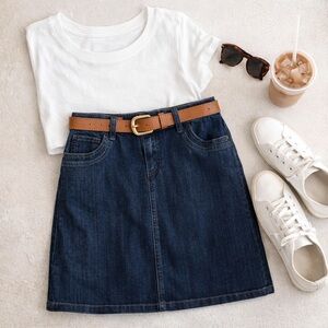 Liz Claiborne Petite Stretch Denim A-Line Mini Skirt